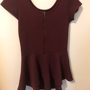 Burgundy peplum top